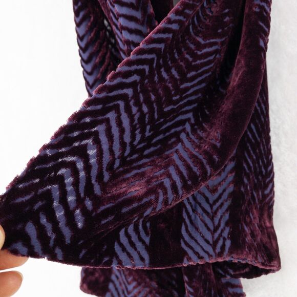 Velvet and Sheer Scarf Womens Maroon Purple Rectangular Beautiful - Picture 3 of 9